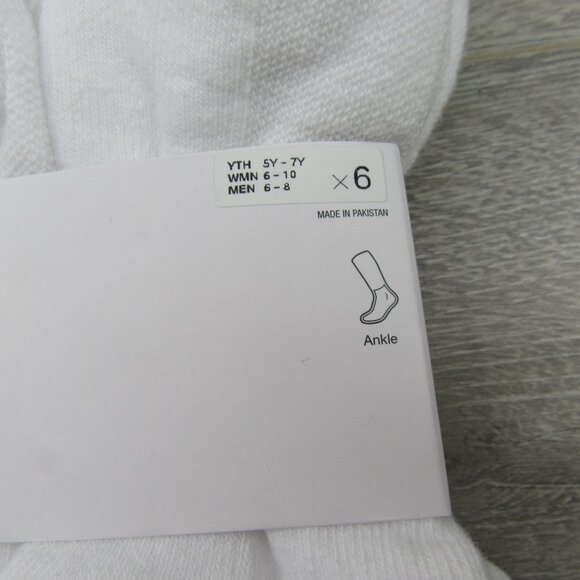 Nike Everyday Ankle Socks White (6 Pack) Women's 6-10 / Youth 5Y-7Y NEW - Picture 4 of 8